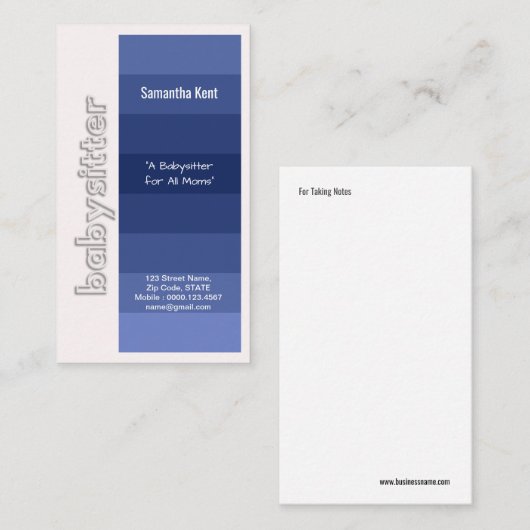 青い名刺のベビーシッターのスタイリッシュな陰 名刺 (正面/裏面)