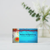 青い名刺の円 名刺 (スタンド正面)