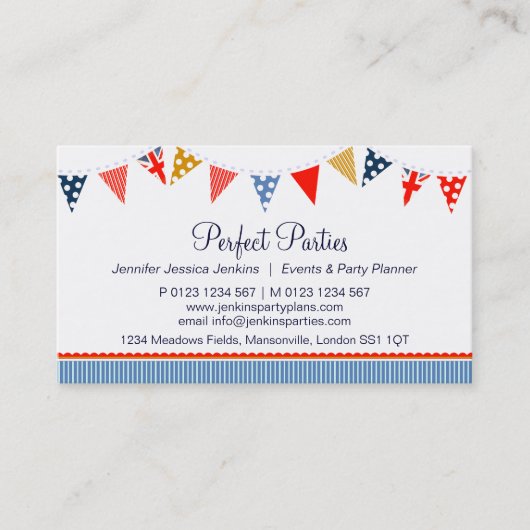 青い名刺を計画するバントのパーティーのイベント 名刺 (正面)