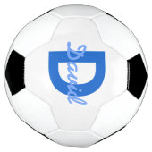青い名前とモノグラム サッカーボール (回転)
