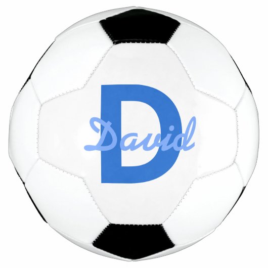 青い名前とモノグラム サッカーボール (正面)