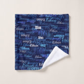 青い名前のパターン（独自の名前を作成） バスタオルセット (ウォッシュタオル)