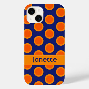 青い名前の水玉模様オレンジ Case-Mate iPhone 14ケース