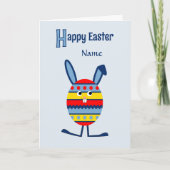 青い名前をカスタムするのイースターエッグのバニー シーズンカード (正面)