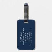 青い名前をカスタムする及びチーム数フットボールジャージー ラゲッジタグ (裏面縦)