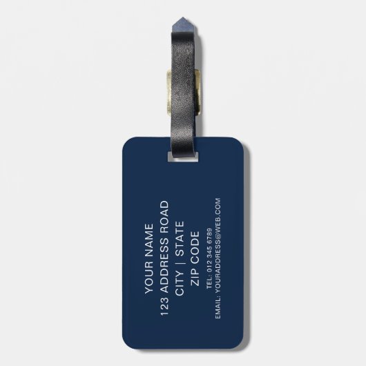 青い名前をカスタムする及びチーム数フットボールジャージー ラゲッジタグ (裏面縦)