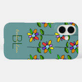 青い名前入りで開花する Case-Mate iPhoneケース (裏面 (横))