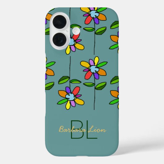 青い名前入りで開花する Case-Mate iPhoneケース (裏面)