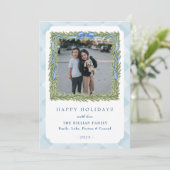 青い名門私立校風のギンガムの写真ホリデーカード シーズンカード (スタンド正面)