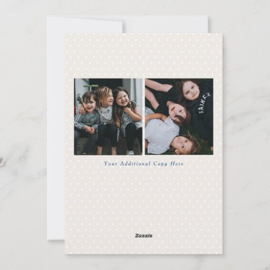 青い名門私立校風のギンガムの写真ホリデーカード シーズンカード (裏面)