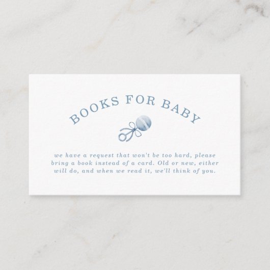 青い名門私立校風のギンガムボーイ赤ちゃんシャワーベビー本 エンクロージャーカード (正面)