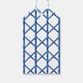 青い名門私立校風のトレリス竹のパターン ギフトタグ (裏面)