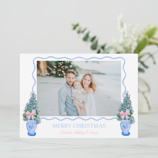 青い名門私立校風の中華料理クリスマスツリー生姜 シーズンカード (スタンド正面)