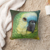 青い向かわれたアマゾンオウムの現実的な絵画 クッション (ブランケット)