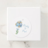 青い吹きポップ・アートの出しの準備ができて男の子のシャワー フェイバータグ (インサイチュ)