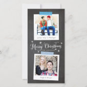 青い和紙テープと黒板のフォトフレーム シーズンカード (正面)