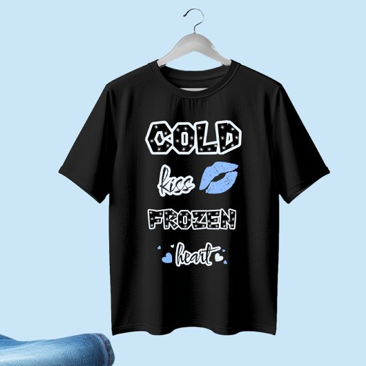 青い唇とハート Tシャツ