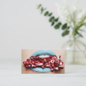 青い唇の化粧の化粧品の芸術家 名刺 (スタンド正面)