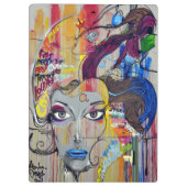 青い唇の落書きを持つ美しい女性 クリップボード (裏面)