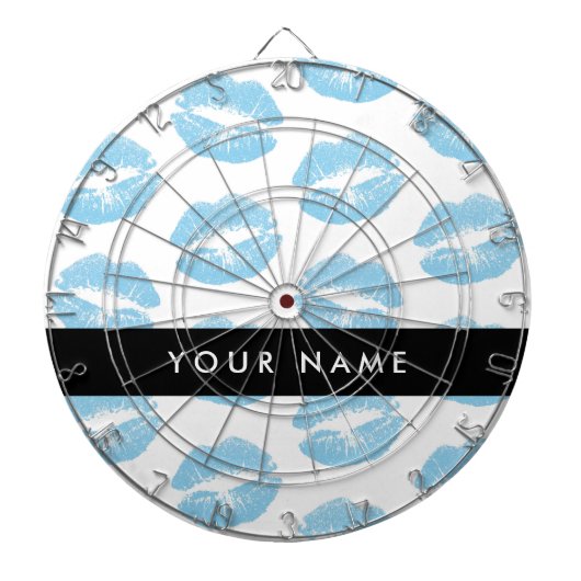 青い唇，キス，口紅，あなたの名前，パーソナライズ ダーツボード (正面)