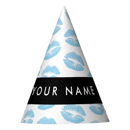 青い唇，キス，口紅，あなたの名前，パーソナライズ パーティーハット (正面)