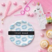 青い唇，キス，口紅，あなたの名前，パーソナライズ ペーパープレート (パーティー)