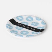 青い唇，キス，口紅，あなたの名前，パーソナライズ ペーパープレート (アングル)