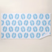 青い唇、唇のパターン、青い口紅、キス ビーチタオル (正面)