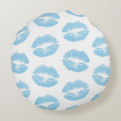 青い唇、唇のパターン、青い口紅、キス ラウンドクッション (裏面)