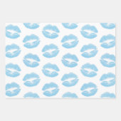 青い唇、唇のパターン、青い口紅、キス ラッピングペーパーシート (正面3)