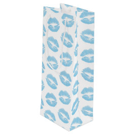 青い唇、唇のパターン、青い口紅、キス ワインギフトバッグ