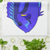 青い唐魚漫画イラストレーション キッチンタオル (折り畳み)