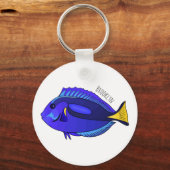青い唐魚漫画イラストレーション キーホルダー (正面)