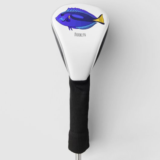 青い唐魚漫画イラストレーション ゴルフヘッドカバー (正面)