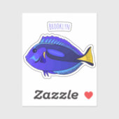 青い唐魚漫画イラストレーション シール (シート)