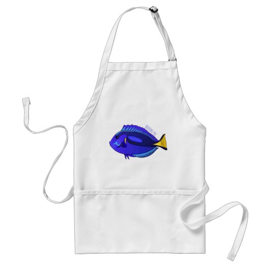 青い唐魚漫画イラストレーション スタンダードエプロン (正面)
