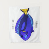 青い唐魚漫画イラストレーション タペストリー (正面)