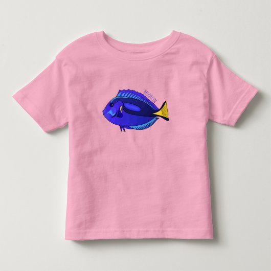 青い唐魚漫画イラストレーション トドラーTシャツ (正面)