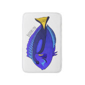 青い唐魚漫画イラストレーション バスマット (正面縦)