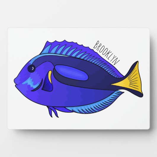 青い唐魚漫画イラストレーション フォトプラーク (正面)