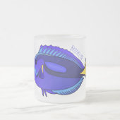 青い唐魚漫画イラストレーション フロストグラスマグカップ (中央)