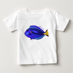 青い唐魚漫画イラストレーション ベビーTシャツ