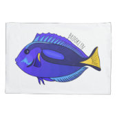 青い唐魚漫画イラストレーション 枕カバー (裏面)