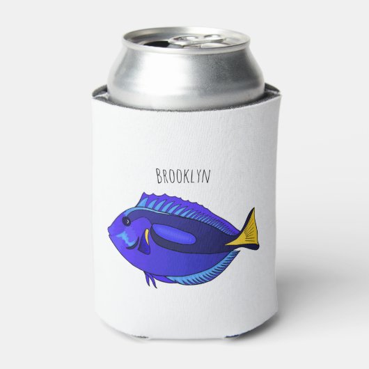 青い唐魚漫画イラストレーション 缶クーラー (缶正面)