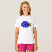 青い唐魚漫画イラストレーション Tシャツ (正面フル)