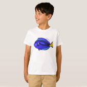 青い唐魚漫画イラストレーション Tシャツ (正面フル)