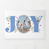 青い喜びと果実クリスマスの休日の写真 三つ折りクリスマスカード (カバー)