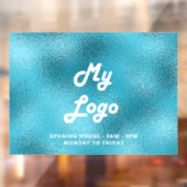 青い営業時間のビジネスロゴ ウィンドウサイン (シート2)