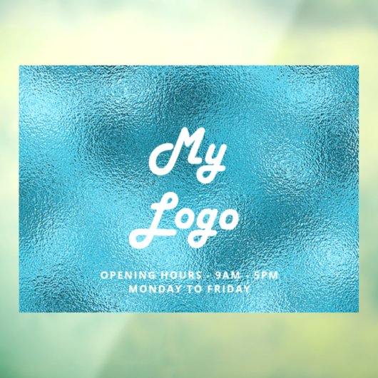 青い営業時間のビジネスロゴ ウィンドウサイン (シート3)