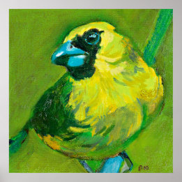 青い嘴を持つ緑の鳥 ポスター